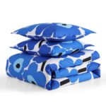 Juego de funda de edredón King reversible percal algodón estampado floral Unikko Marimekko Revman International USHSFN13