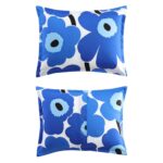 Juego de funda de edredón King reversible percal algodón estampado floral Unikko Marimekko Revman International USHSFN13