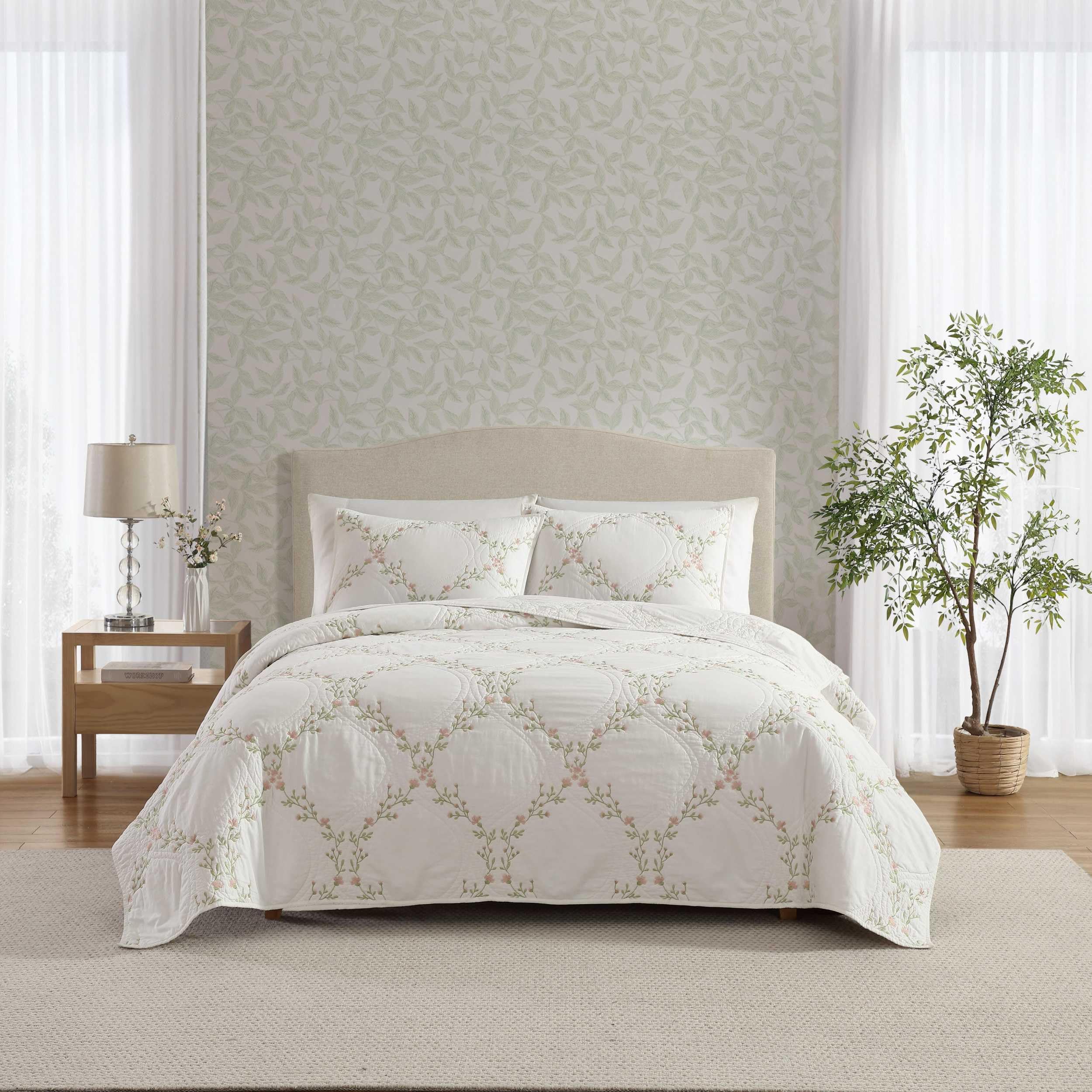 Version 1.0.0 Juego de edredón Laura Ashley Revman International USHSA91313615 King bordado floral rosa algodón suave y transpirable c