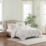 Juego de edredón Laura Ashley Revman International USHSA91313615 King bordado floral rosa algodón suave y transpirable c