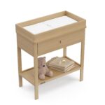 Graco Cambiador de bebé de almacenamiento (madera flotante), certificado GREENGUARD Gold, cambiador con cajón, cambiador