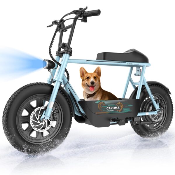 Caroma Peak - Patinete eléctrico de 1200 W con asiento, motocicleta eléctrica de 16 pulgadas con neumáticos gruesos, ran