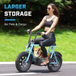 Caroma Peak - Patinete eléctrico de 1200 W con asiento, motocicleta eléctrica de 16 pulgadas con neumáticos gruesos, ran