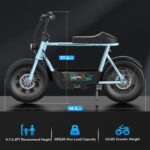 Caroma Peak - Patinete eléctrico de 1200 W con asiento, motocicleta eléctrica de 16 pulgadas con neumáticos gruesos, ran
