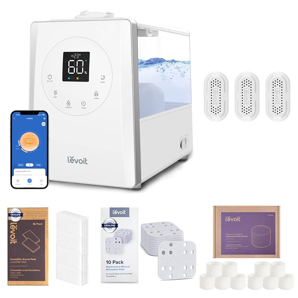 Version 1.0.0 Accesorios Levoit LV600S para Humidificador Inteligente niebla calida y fria suavizantes filtros almohadillas y aromatiz