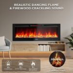 Chimenea Eléctrica Empotrable IDEALHOUSE 50 Pulgadas WiFi 750W/1500W Llama Multicolor