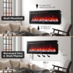 Chimenea Eléctrica Empotrable IDEALHOUSE 50 Pulgadas WiFi 750W/1500W Llama Multicolor