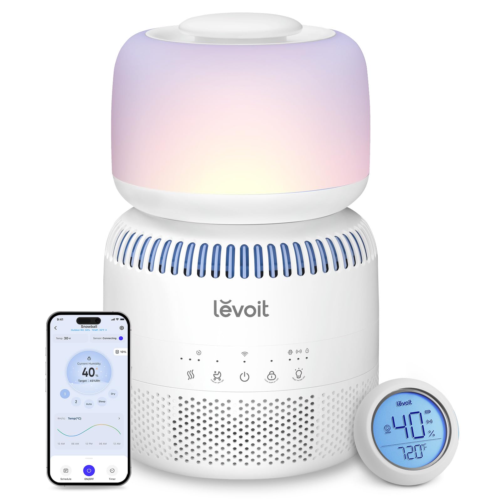 Version 1.0.0 Humidificador evaporativo para bebé LEVOIT Sprout LEH-B381S-WUS 3.8L filtros dobles sensor independiente secado automáti