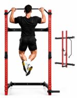 GlowSol Estante plegable para sentadillas montado en la pared, 2.36 x 2.36 pulgadas para gimnasio en casa, estante de se