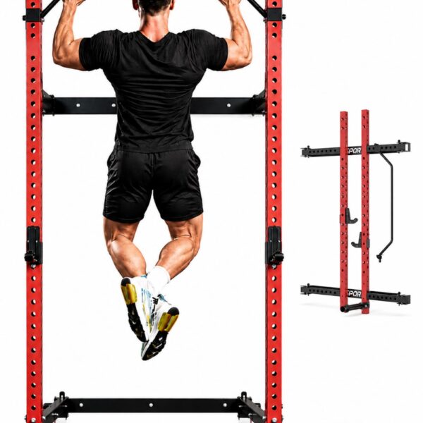 GlowSol Estante plegable para sentadillas montado en la pared, 2.36 x 2.36 pulgadas para gimnasio en casa, estante de se