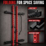 GlowSol Estante plegable para sentadillas montado en la pared, 2.36 x 2.36 pulgadas para gimnasio en casa, estante de se