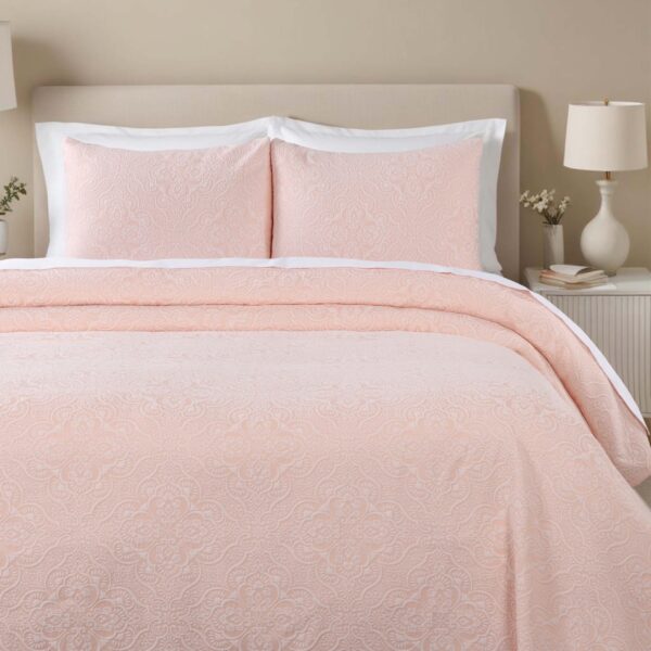 Juego de colcha matelassé floral Superior BDSPD ENZY-KG-PK 3 piezas con fundas de almohada King