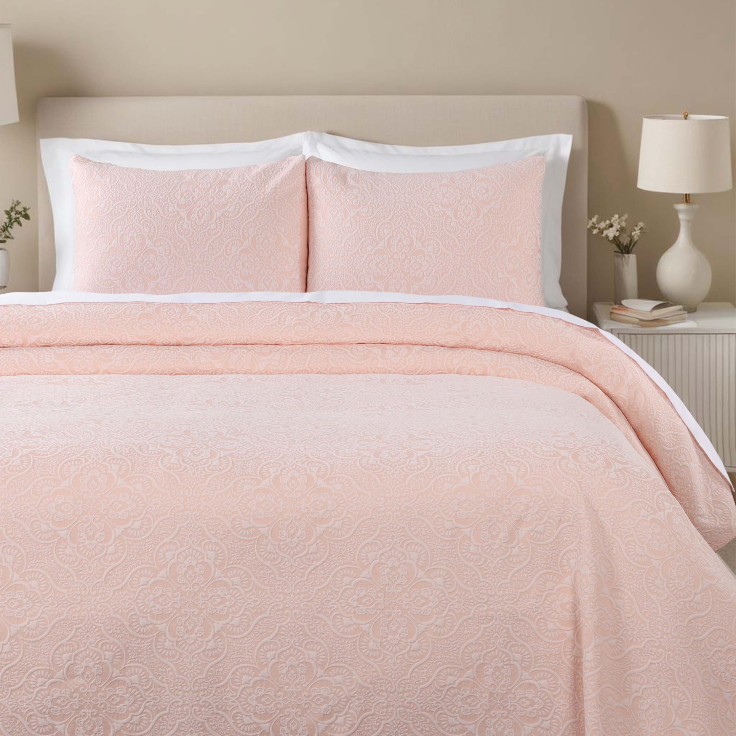 Version 1.0.0 Juego de colcha matelassé floral Superior BDSPD ENZY-KG-PK 3 piezas con fundas de almohada King