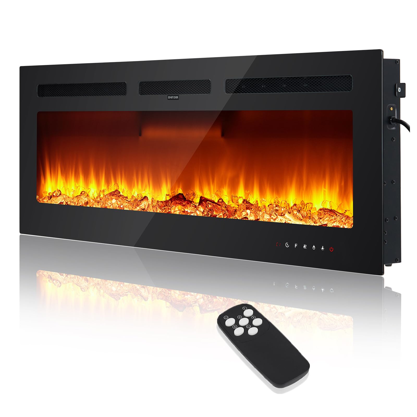 Version 1.0.0 Chimenea Eléctrica Zstar 60 Pulgadas Empotrada y en Pared 750-1500W Termostato Control Remoto
