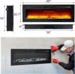Chimenea Eléctrica Zstar 60 Pulgadas Empotrada y en Pared 750-1500W Termostato Control Remoto