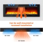 Chimenea Eléctrica Zstar 60 Pulgadas Empotrada y en Pared 750-1500W Termostato Control Remoto