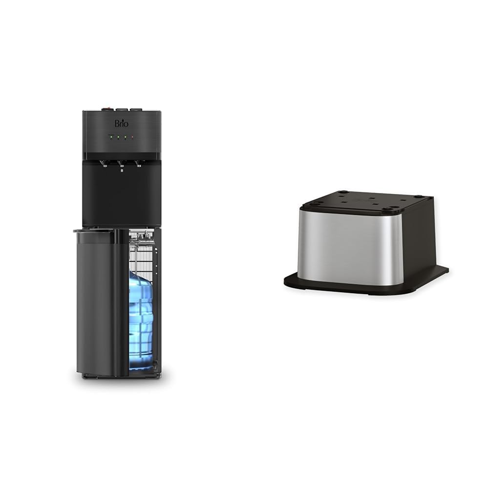Version 1.0.0 Dispensador de agua y enfriador Brio de carga inferior autolimpiante con base de soporte