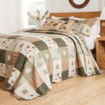 Colcha acolchada Sedona Greenland Home Fashions GL-1010GJSK algodón jumbo King 3 piezas gris todas las estaciones