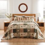 Colcha acolchada Sedona Greenland Home Fashions GL-1010GJSK algodón jumbo King 3 piezas gris todas las estaciones
