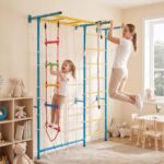 VEVOR Gimnasio interior de la jungla para niños pequeños, juego de escalada 7 en 1 con escalera sueca de acero al carbon
