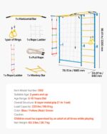 VEVOR Gimnasio interior de la jungla para niños pequeños, juego de escalada 7 en 1 con escalera sueca de acero al carbon