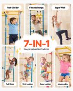 VEVOR Gimnasio interior de la jungla para niños pequeños, juego de escalada 7 en 1 con escalera sueca de acero al carbon
