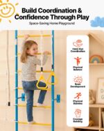 VEVOR Gimnasio interior de la jungla para niños pequeños, juego de escalada 7 en 1 con escalera sueca de acero al carbon