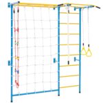 VEVOR Gimnasio interior de la jungla para niños pequeños, juego de escalada 7 en 1 con escalera sueca de acero al carbon