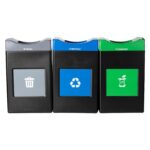 Centro reciclaje triple corriente Commercial Zone Products 787307MSA serie Avante negro 3 contenedores 30 galones parte