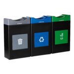 Centro reciclaje triple corriente Commercial Zone Products 787307MSA serie Avante negro 3 contenedores 30 galones parte