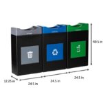 Centro reciclaje triple corriente Commercial Zone Products 787307MSA serie Avante negro 3 contenedores 30 galones parte
