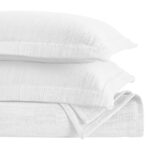Juego de colcha y funda de algodón Superior Home City Inc BDSPD ZEN-QN-WH 3 piezas matelasse texturizada peso medio tama