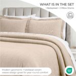 Juego de colcha matelasse de algodón Superior Home City Inc BDSPD ZEN-KG-BI 3 piezas con 2 fundas de almohada peso medio