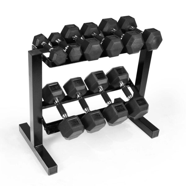 CAP Barbell Juego de mancuernas de 150 libras con estante de 2 niveles | Múltiples opciones