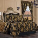 Juego de edredón jacquard damasco 9 piezas TOPLUXE Loom and Mill LM-FlorenceBK-Queen Queen negro ultra suave con fundas
