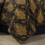 Juego de edredón jacquard damasco 9 piezas TOPLUXE Loom and Mill LM-FlorenceBK-Queen Queen negro ultra suave con fundas