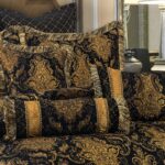 Juego de edredón jacquard damasco 9 piezas TOPLUXE Loom and Mill LM-FlorenceBK-Queen Queen negro ultra suave con fundas