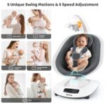 Ezebaby Columpio eléctrico para bebés con 5 movimientos únicos, 5 velocidades, canciones de cuna, habilitado para Blueto