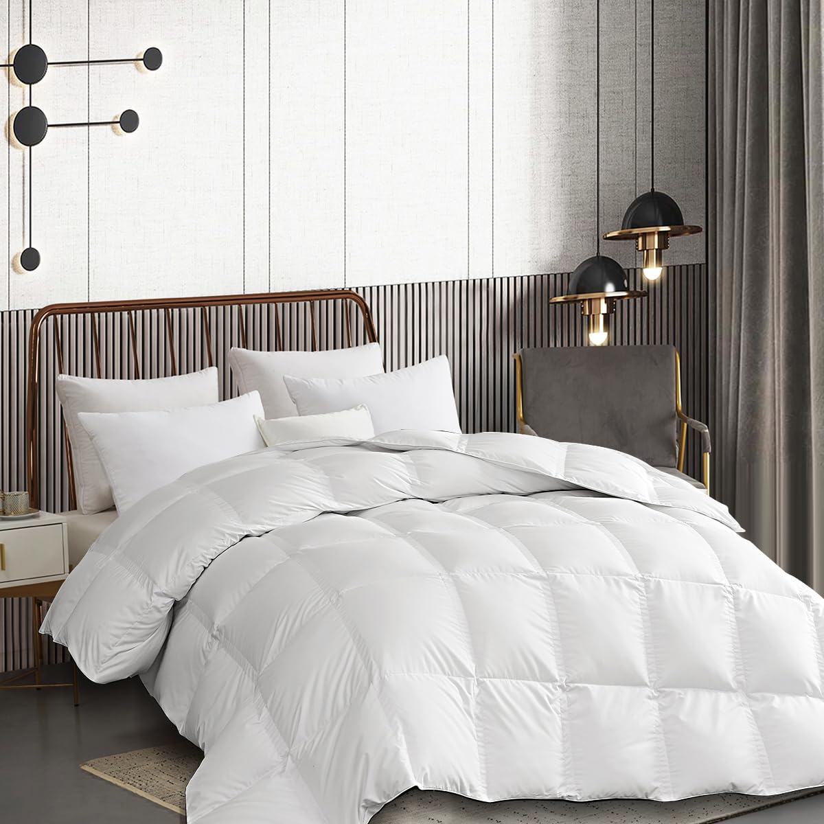 Version 1.0.0 Edredón de fibra de plumón de ganso Martha Stewart Blue Ridge Home Fashions MS003016 tamaño King 106 x 90 pulgadas algod