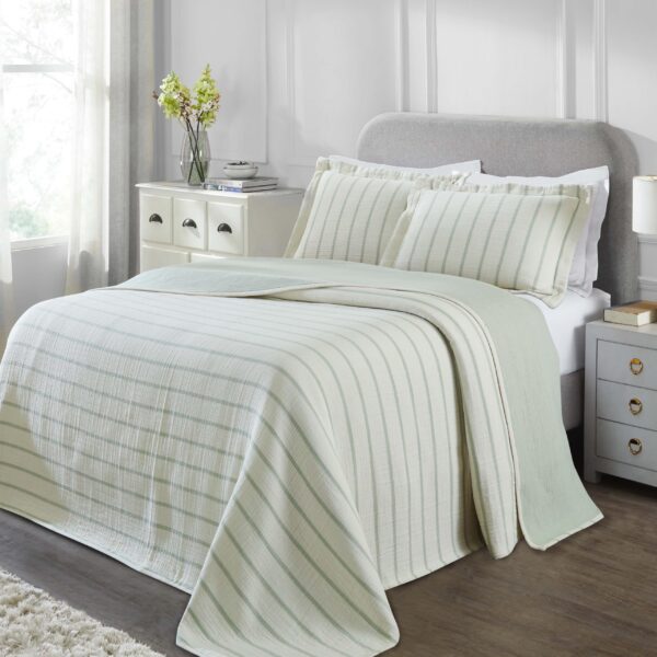 Juego de colcha reversible Home City Inc BDSPD VLNCA-FL-SG 3 piezas algodón matelasse peso medio con fundas de almohada