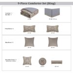 Juego edredón jacquard 9 piezas TOPLUXE LM-Empress-King diseño damasco tamaño King falda de cama fundas europeas almohad