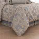 Juego edredón jacquard 9 piezas TOPLUXE LM-Empress-King diseño damasco tamaño King falda de cama fundas europeas almohad