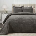 Juego de edredón acolchado Kantha algodón 100% Home City Inc QUILT KRINA-QN-GR 3 piezas Queen gris colección Karina rell