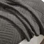 Juego de edredón acolchado Kantha algodón 100% Home City Inc QUILT KRINA-QN-GR 3 piezas Queen gris colección Karina rell
