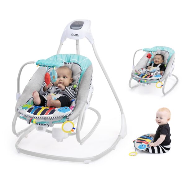 Baby Einstein Explorers Kick to It - Columpio y balancín musical 4 en 1 para bebé, con juguete de piano extraíble, a par