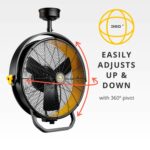 Ventilador de Garaje Mule 52035-01 de 18 Pulgadas, 3 Velocidades, con Control Remoto – Negro y Amarillo