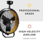 Ventilador de Garaje Mule 52035-01 de 18 Pulgadas, 3 Velocidades, con Control Remoto – Negro y Amarillo