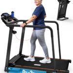 Caminadora Redliro JK14F para personas mayores pasamanos largos 300 lbs plegable con ruedas soporte bebidas y teléfono