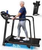 Caminadora Redliro JK14F para personas mayores pasamanos largos 300 lbs plegable con ruedas soporte bebidas y teléfono