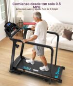 Caminadora Redliro JK14F para personas mayores pasamanos largos 300 lbs plegable con ruedas soporte bebidas y teléfono